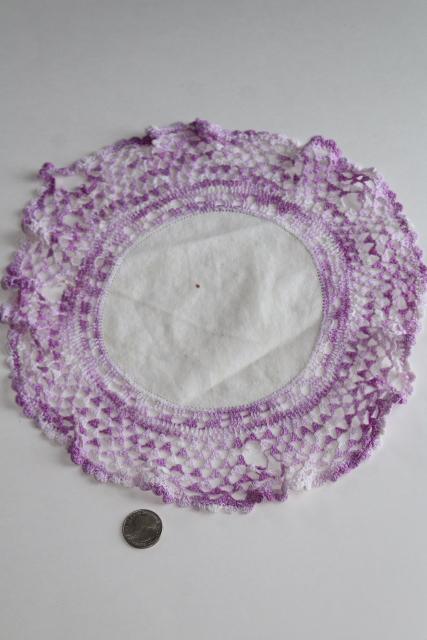 photo of crochet flower doily lot, vintage lace doilies pretty colored thread flowers #13