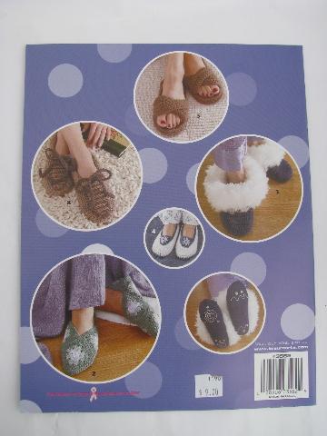 photo of crocheted slippers in all sizes, Leisure Arts crochet pattern books lot #2