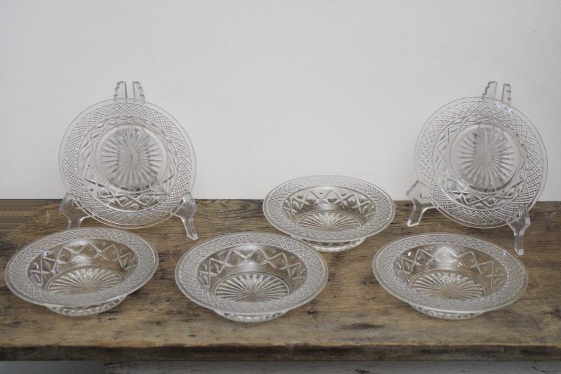 photo of crystal clear Cape Cod pattern Imperial glass cereal bowls or baked apple dishes #1