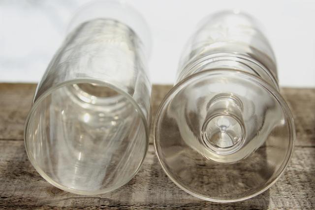 photo of crystal clear etched glass beer glasses, wheat pattern vintage stemware set #6