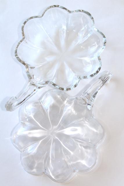 photo of crystal clear glass bowls for dessert or salad, fairy tale pumpkin flower shape w/ vine handles #9