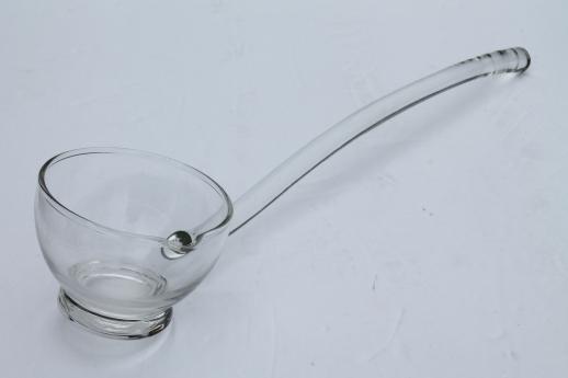 photo of crystal clear glass punch ladle, vintage punch bowl ladle #1