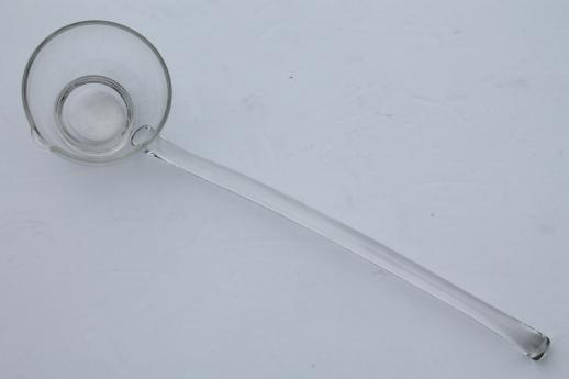 photo of crystal clear glass punch ladle, vintage punch bowl ladle #3