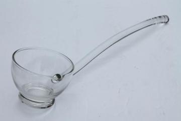 catalog photo of crystal clear glass punch ladle, vintage punch bowl ladle