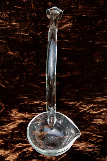 photo of crystal clear glass punch ladle, vintage punch bowl ladle #3
