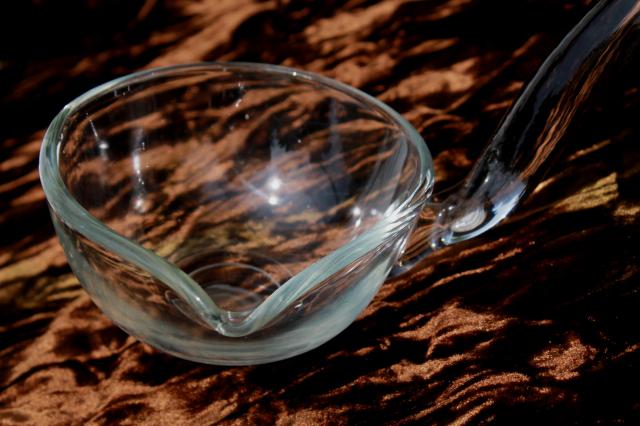 photo of crystal clear glass punch ladle, vintage punch bowl ladle #5