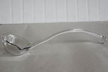 catalog photo of crystal clear glass punch ladle, vintage punch bowl ladle for wedding or parties