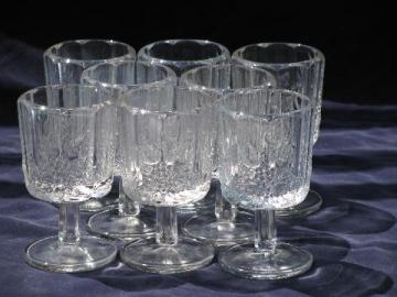 catalog photo of crystal clear glass vintage Paneled Grape wine glasses, marked Westmoreland