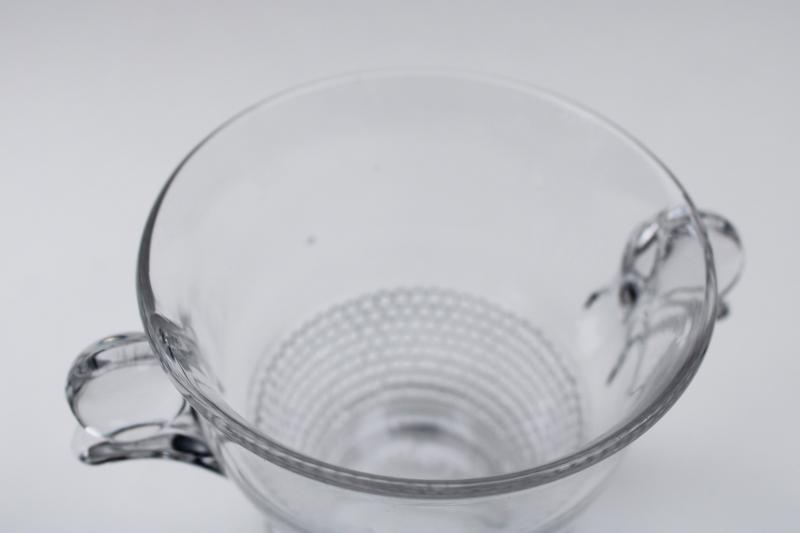 photo of crystal clear vintage Duncan & Miller teardrop pattern cream pitcher & sugar bowl set #2