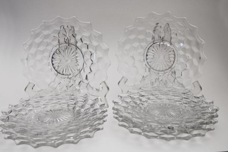 photo of crystal clear vintage Fostoria American cube pattern salad plates set of 8 #1