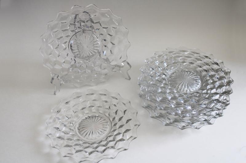 photo of crystal clear vintage Fostoria American cube pattern salad plates set of 8 #5