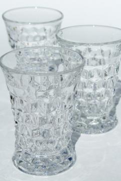 catalog photo of crystal clear vintage Fostoria American pattern pressed glass tumblers, iced tea drinking glasses