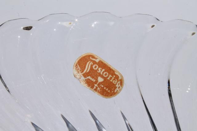 photo of crystal clear vintage Fostoria Colony glass lemon plate, mayo bowl w/ ladle spoon #4