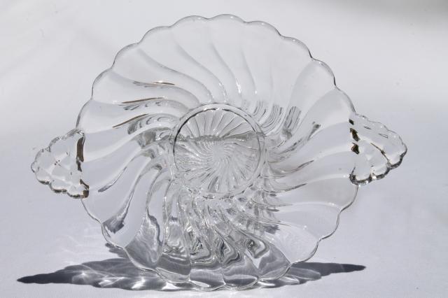 photo of crystal clear vintage Fostoria Colony glass lemon plate, mayo bowl w/ ladle spoon #6