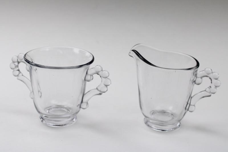 photo of crystal clear vintage Imperial candlewick pattern mini creamer & sugar set #1