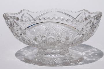 catalog photo of crystal clear vintage Nu Cut snowflake pattern pressed glass bowl, Imperial NuCut