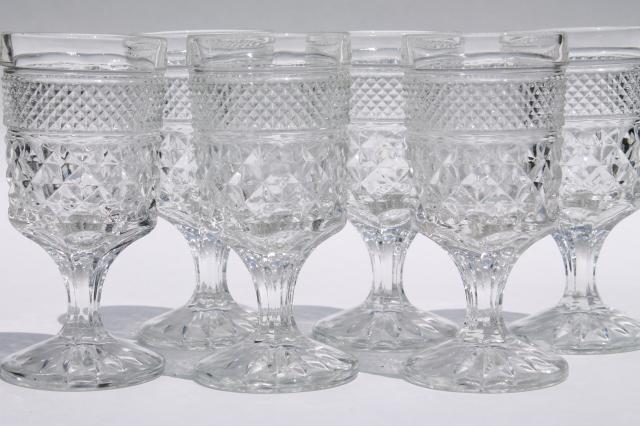 photo of crystal clear vintage Wexford waffle pattern Anchor Hocking wine glasses #1