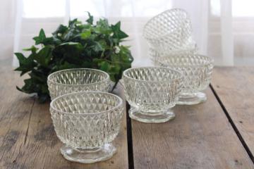 catalog photo of crystal clear vintage glass dessert dishes, Indiana diamond point pattern bowls or sherbets