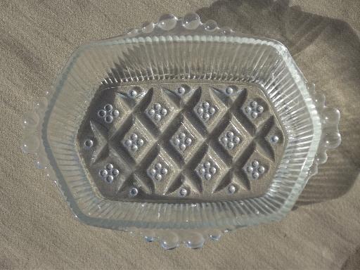 photo of crystal clear vintage hob nob pattern glass cranberry dishes or celery trays #2