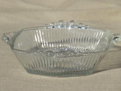 photo of crystal clear vintage hob nob pattern glass cranberry dishes or celery trays #3