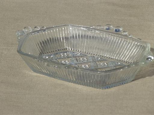 photo of crystal clear vintage hob nob pattern glass cranberry dishes or celery trays #4