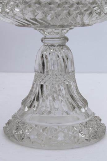 photo of crystal clear vintage pressed pattern glass compotes, large & small pedestal bowls  #9