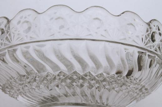 photo of crystal clear vintage pressed pattern glass compotes, large & small pedestal bowls  #10