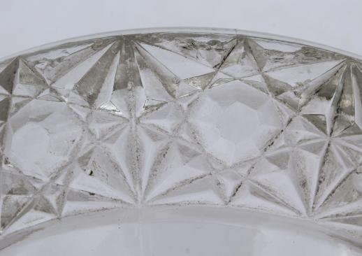 photo of crystal clear vintage pressed pattern glass, large compote dish or covered bowl #8