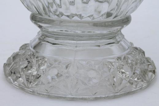 photo of crystal clear vintage pressed pattern glass pitcher, L G Wright Jersey swirl glass #10