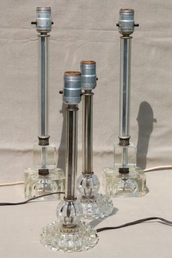 photo of crystal glass boudoir lamps, hollywood regency art deco vintage vanity table lamp sets #1