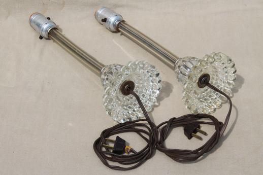 photo of crystal glass boudoir lamps, hollywood regency art deco vintage vanity table lamp sets #2