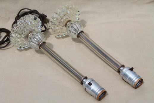 photo of crystal glass boudoir lamps, hollywood regency art deco vintage vanity table lamp sets #3