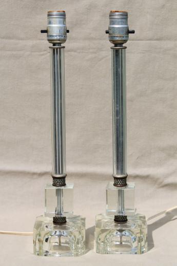 photo of crystal glass boudoir lamps, hollywood regency art deco vintage vanity table lamp sets #4