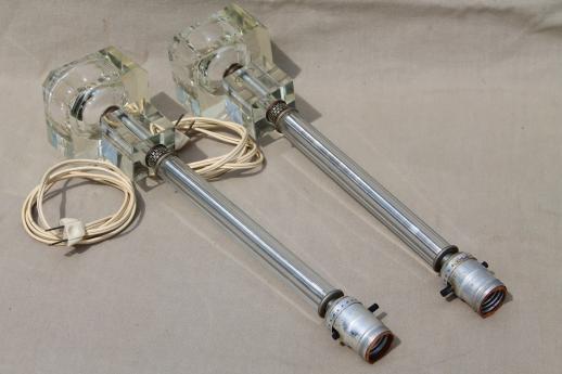 photo of crystal glass boudoir lamps, hollywood regency art deco vintage vanity table lamp sets #8