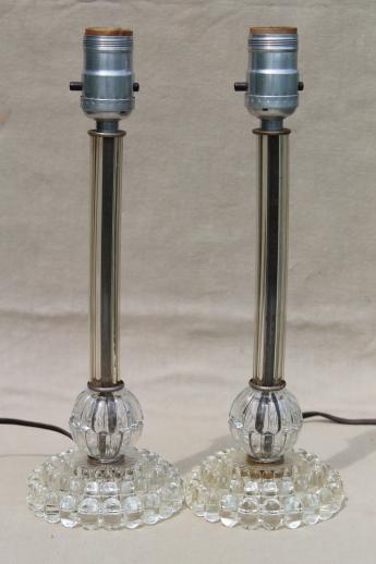 photo of crystal glass boudoir lamps, hollywood regency art deco vintage vanity table lamp sets #9