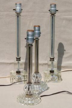 catalog photo of crystal glass boudoir lamps, hollywood regency art deco vintage vanity table lamp sets