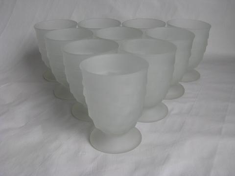 photo of cubist cube pattern glasses or ice cream parfaits, clear satin glass, vintage whitehall #1