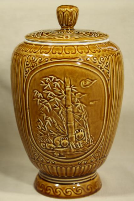 photo of cultural revolution vintage 1970s China ceramic ginger jar or urn w/ giant pandas #1