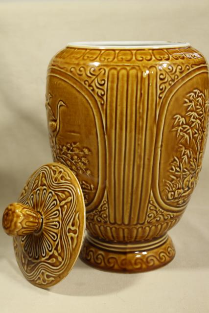 photo of cultural revolution vintage 1970s China ceramic ginger jar or urn w/ giant pandas #7