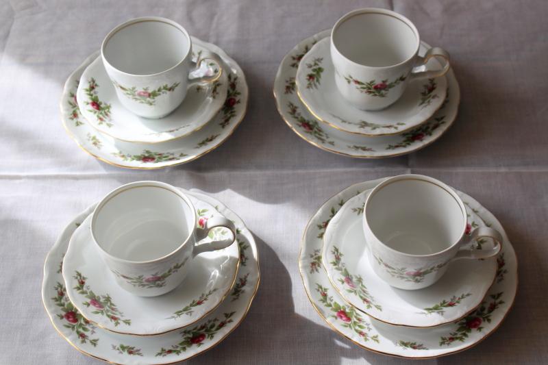 photo of cup & saucer and plate trios Moss Rose pink roses china Johann Haviland Traditions #1