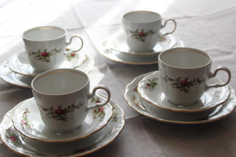 photo of cup & saucer and plate trios Moss Rose pink roses china Johann Haviland Traditions #2