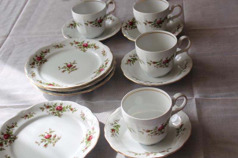 photo of cup & saucer and plate trios Moss Rose pink roses china Johann Haviland Traditions #9