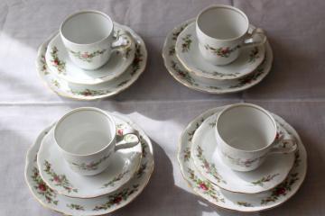 catalog photo of cup & saucer and plate trios Moss Rose pink roses china Johann Haviland Traditions