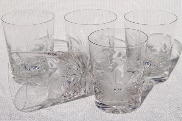 photo of cut crystal tumblers w/ butterfly and flower design, drinking glasses w/ butterflies #1