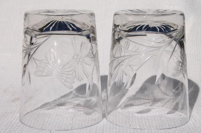 photo of cut crystal tumblers w/ butterfly and flower design, drinking glasses w/ butterflies #3