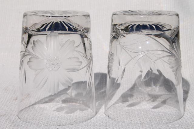 photo of cut crystal tumblers w/ butterfly and flower design, drinking glasses w/ butterflies #4