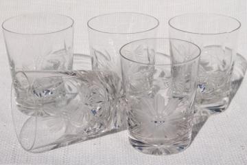 catalog photo of cut crystal tumblers w/ butterfly and flower design, drinking glasses w/ butterflies