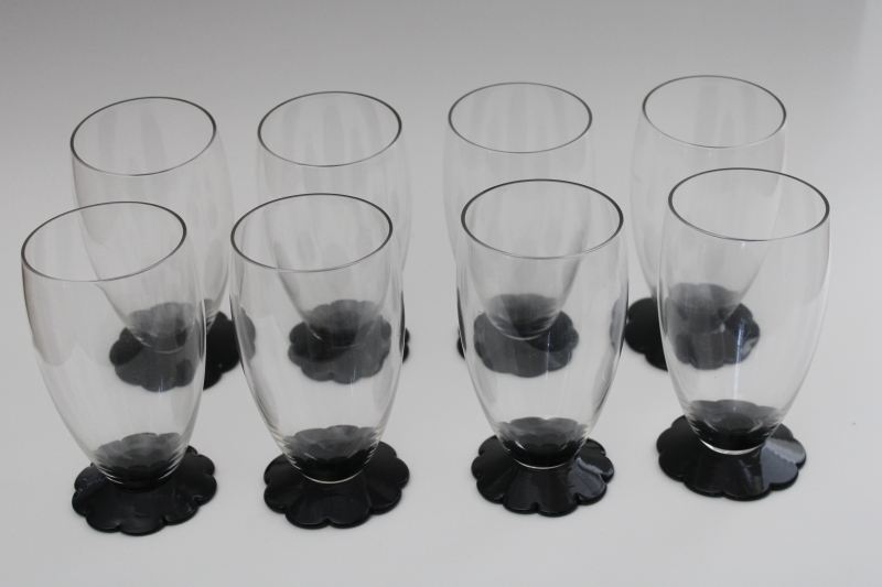 photo of cut rose vintage Tiffin glass water goblets or wine glasses, mid century modern #6