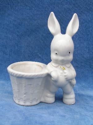 photo of cute vintage pottery planter, baby rabbit #1