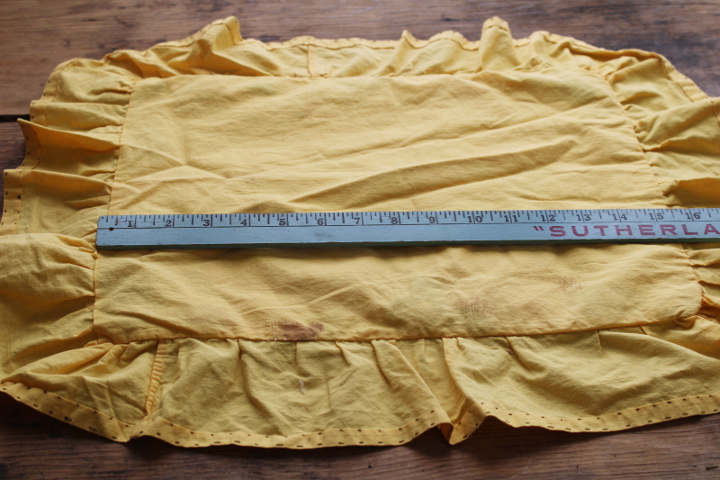 photo of cutesy vintage pillow sham, ruffled edge & colorful print yoyo circles on butter yellow cotton  #8